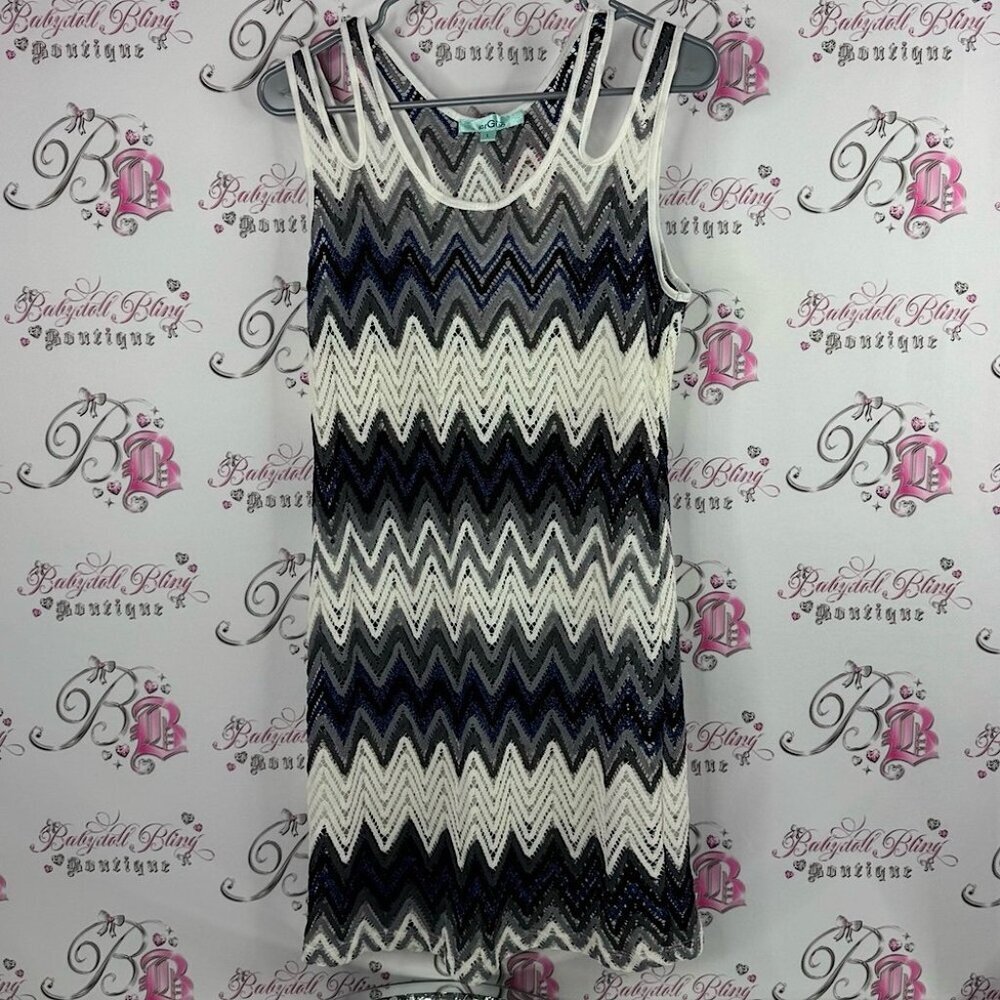 Erguo by minty dress crochet knit stripes Chevron Pattern Sleeveless Dress